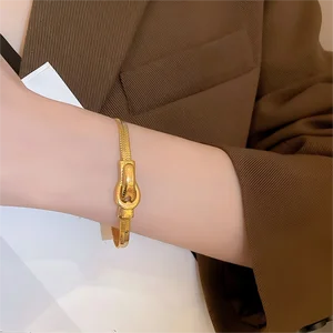 Muxcor Punk Snake Chain Charm Fashion Chain & Link Bracelets Gold Titanium Steel Bracelet Classic Jewelry for Women Men Couple