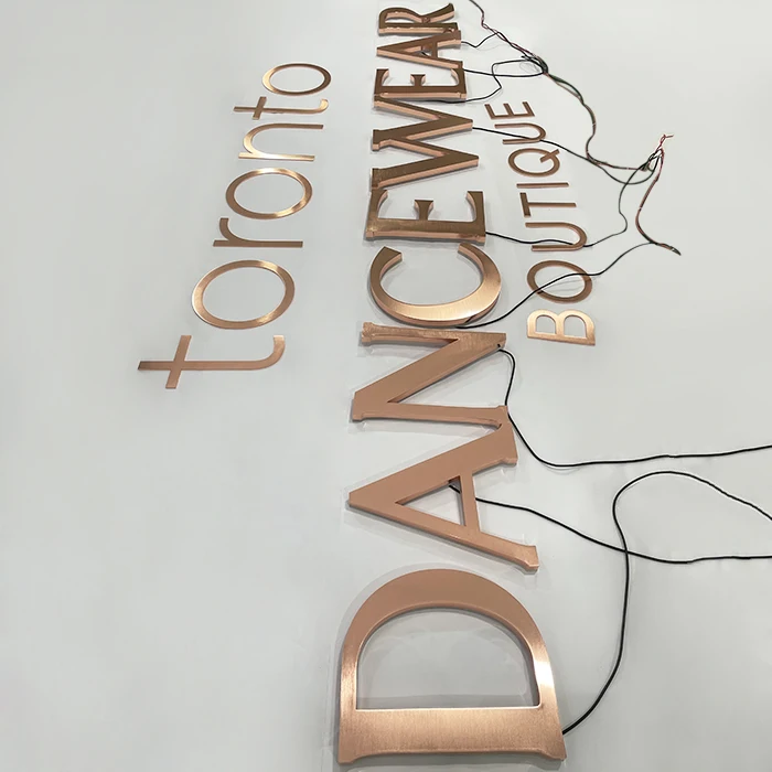 Customizable 3D Channel Letter Outdoor Store Sign Waterproof LED Advertising Signage Rose Gold Metal Office Wall Decoration