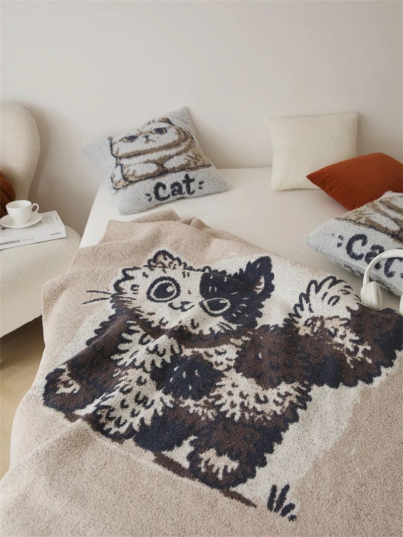 2024 New Cute Knitted Blanket Warm Soft and Comfortable in Winter fb factory