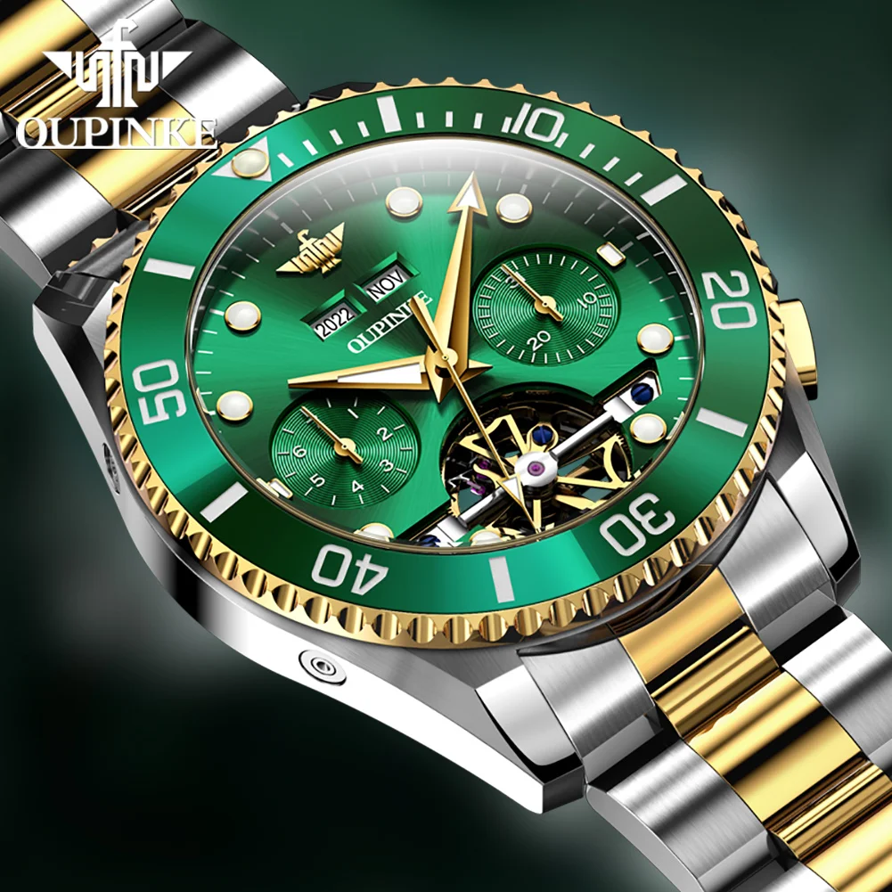 OUPINKE 3229 Factory Cheap Price Round Men in Wristwatch Men's Sport  Luminous Waterproof Tourbillon Automatic Mechanical Watch