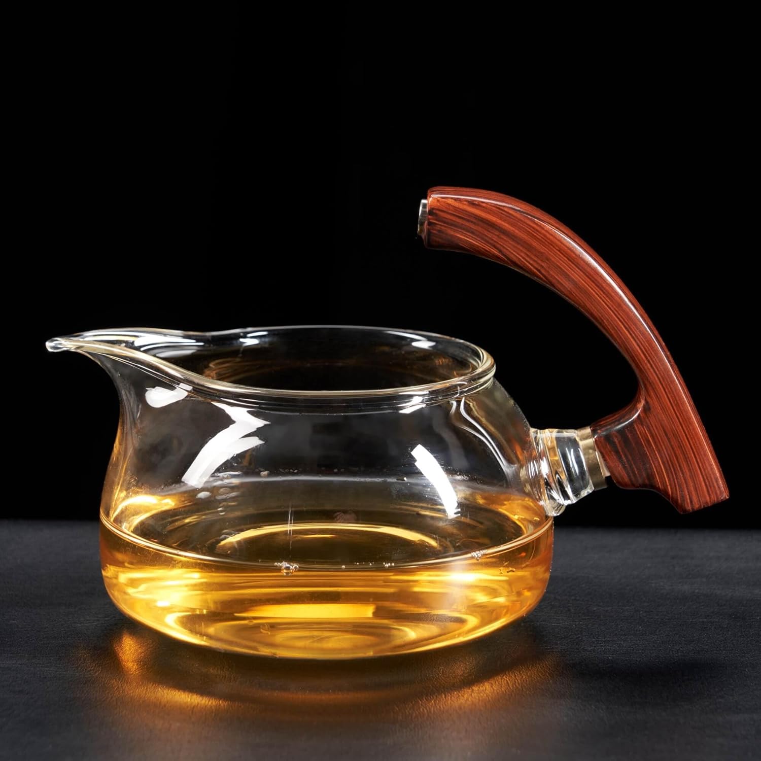 Creative Lady Magnetic Induction Kungfu Tea Set Semi-Automatic Glass Teapot with Infuser and 6 Small Cups for Coffee & Tea