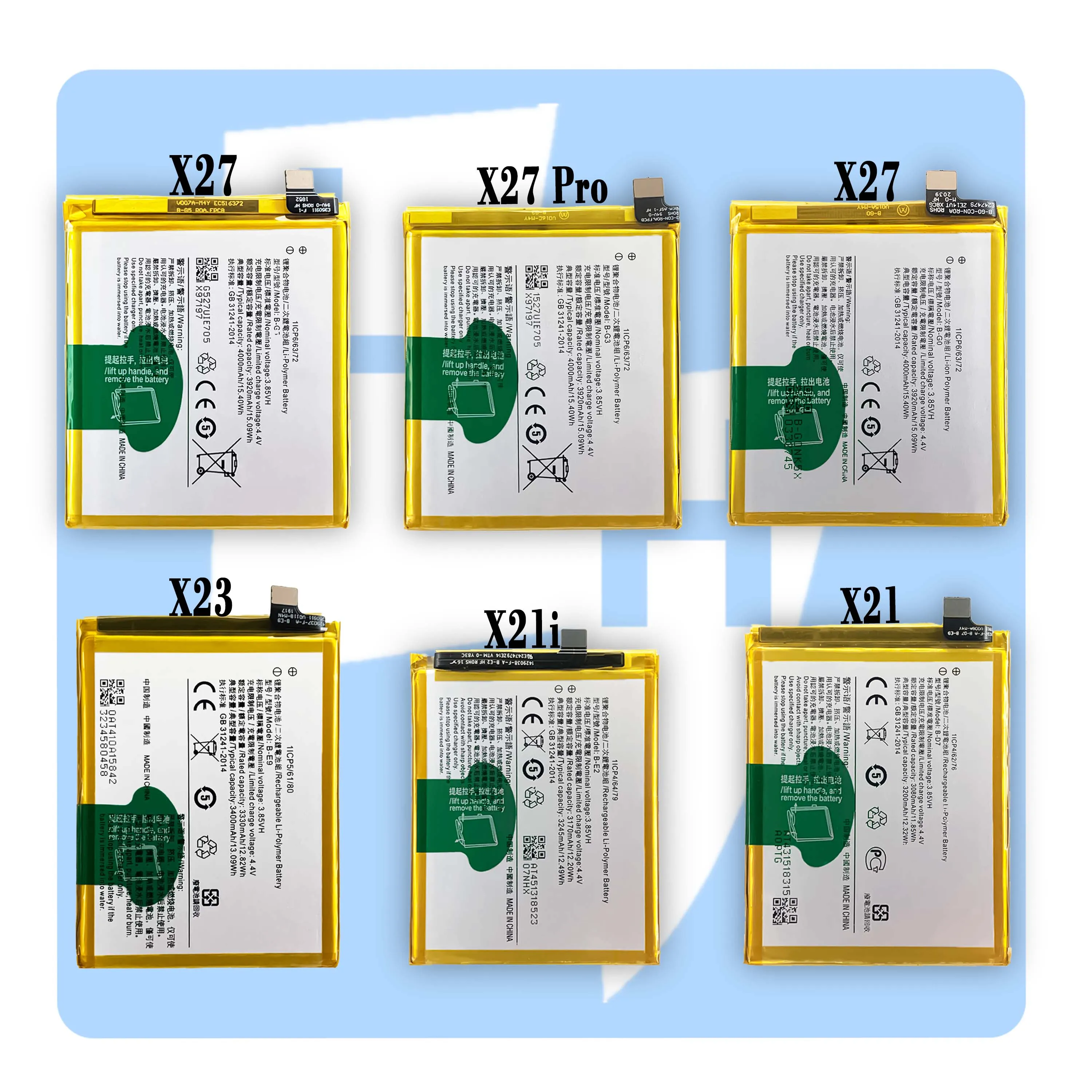 
 OEM высококачественный X6 X6S X3 X3S X3T X30 X30 Pro X27 X27 Pro X23 X21i X21 X20 X20 Plus аккумулятор для мобильного телефона VIVO X9S X9  