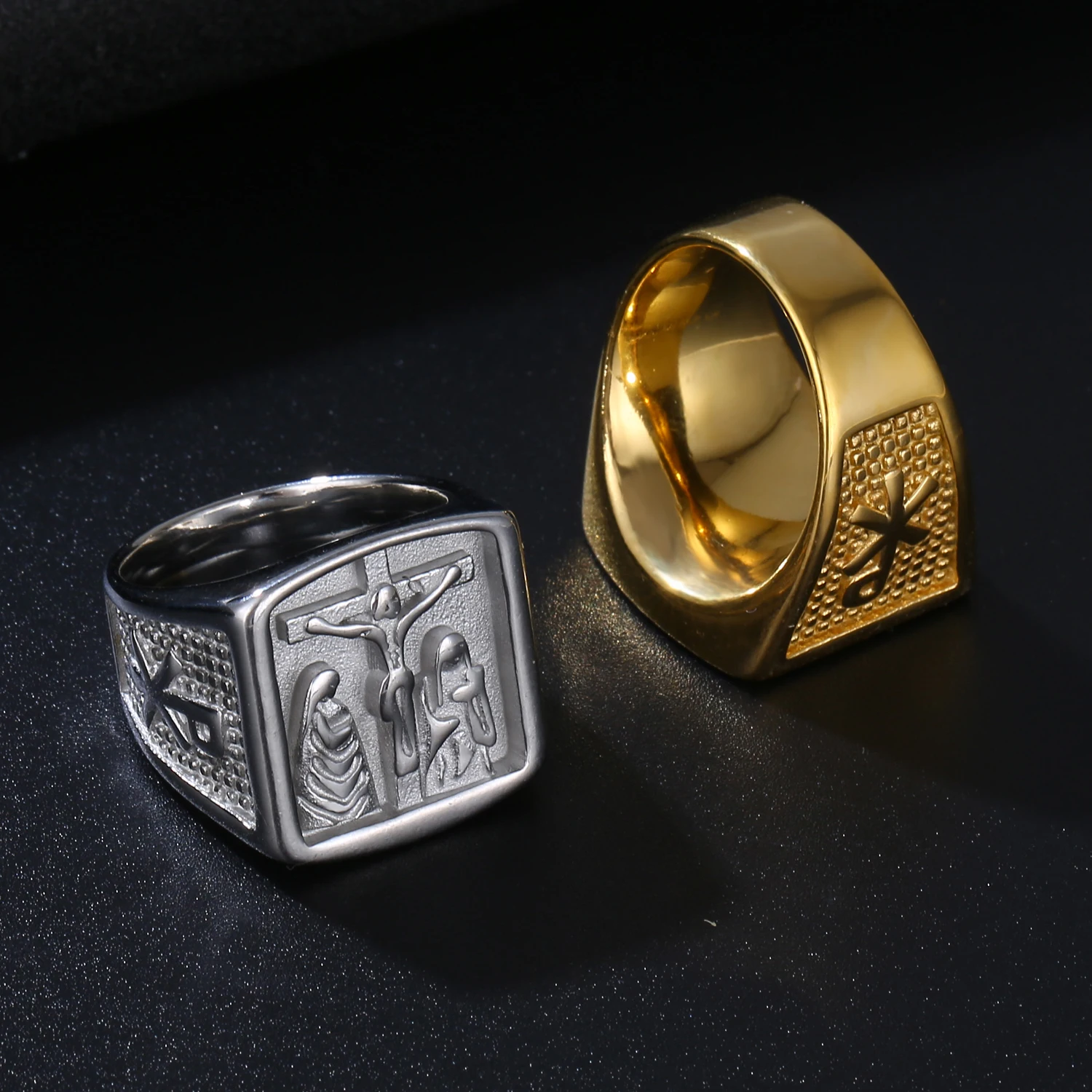 上品スタイル Vintage Saint Joseph Ring Custom 18K Gold Plated Stainless アクセサリー