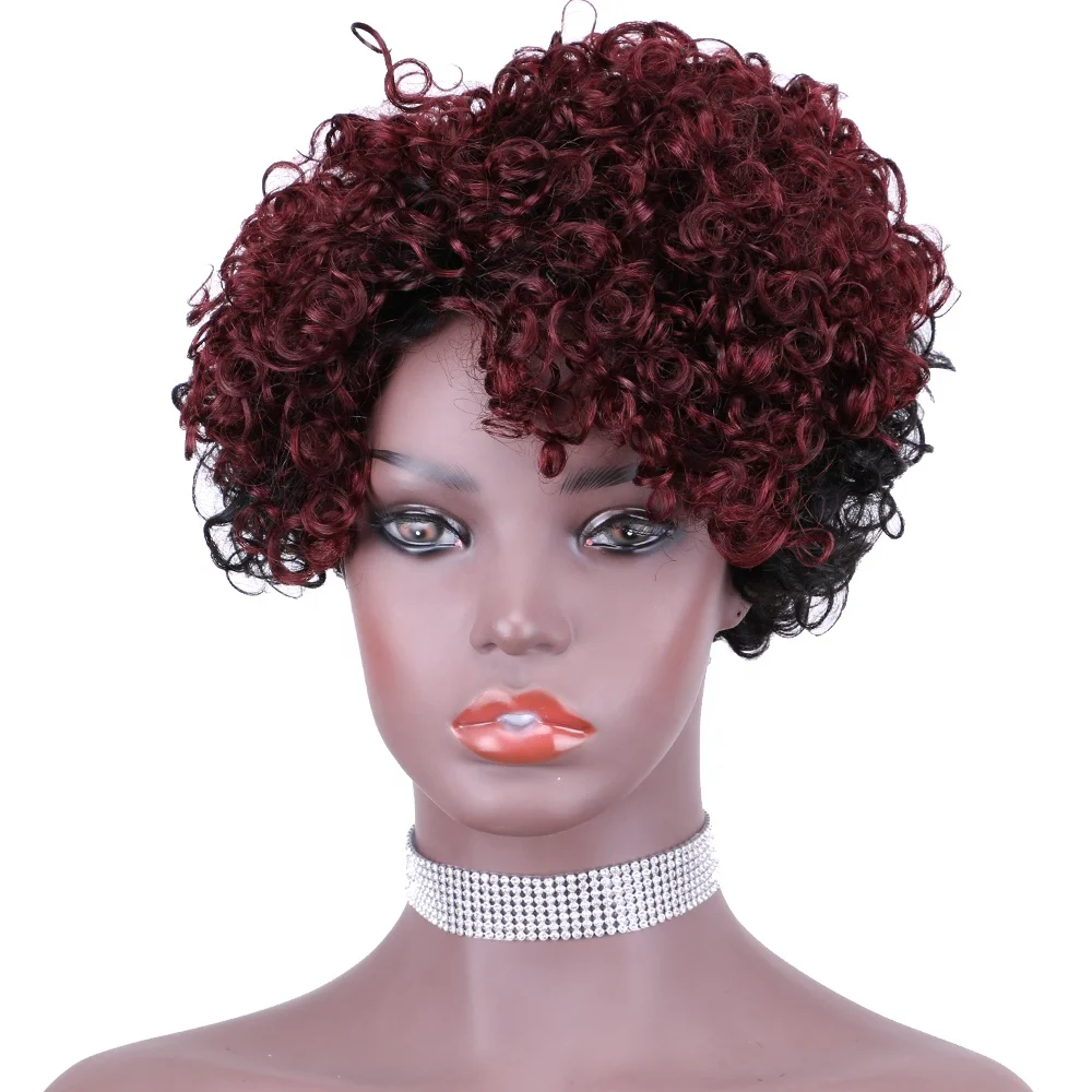 Ali Queen Pixie Cut Curly Human Hair Wig,Color Pixie Cut Curly Wig ...