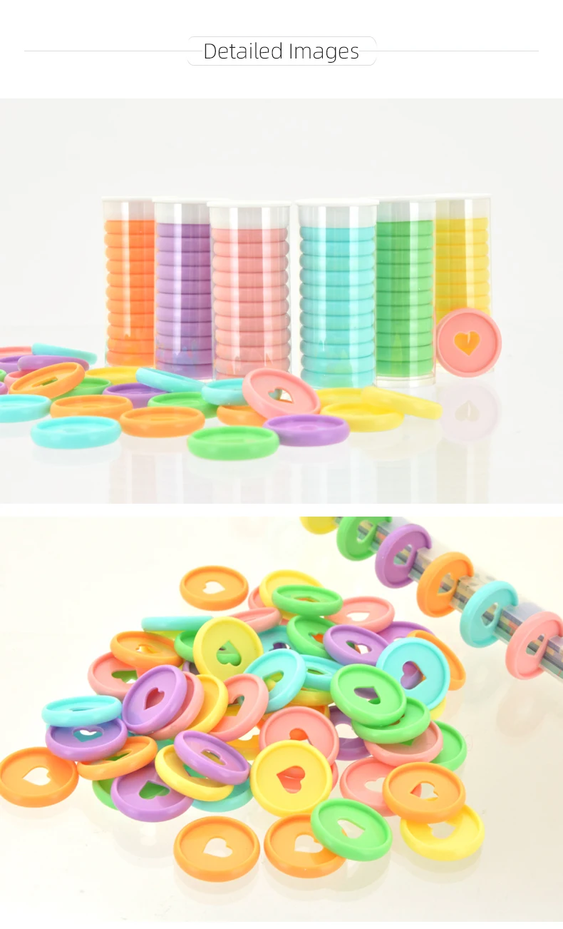 Plastic Disc Ring 28mm transparent colorful binding discs in heart shape for disc binding planner and notebooks