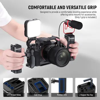 NEEWER Lightweight NATO Side Handle Handgrip Aluminum with Universal NATO Clamp up & Down Adjustable, 1/4" Threads, Cold Shoe product image