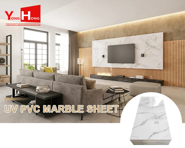 Panel de decoración de pared de PVC revestimiento UV Faux 3D Laminado de  mármol Hoja - China Paneles de pared de mármol de PVC, Lambriz de mármol