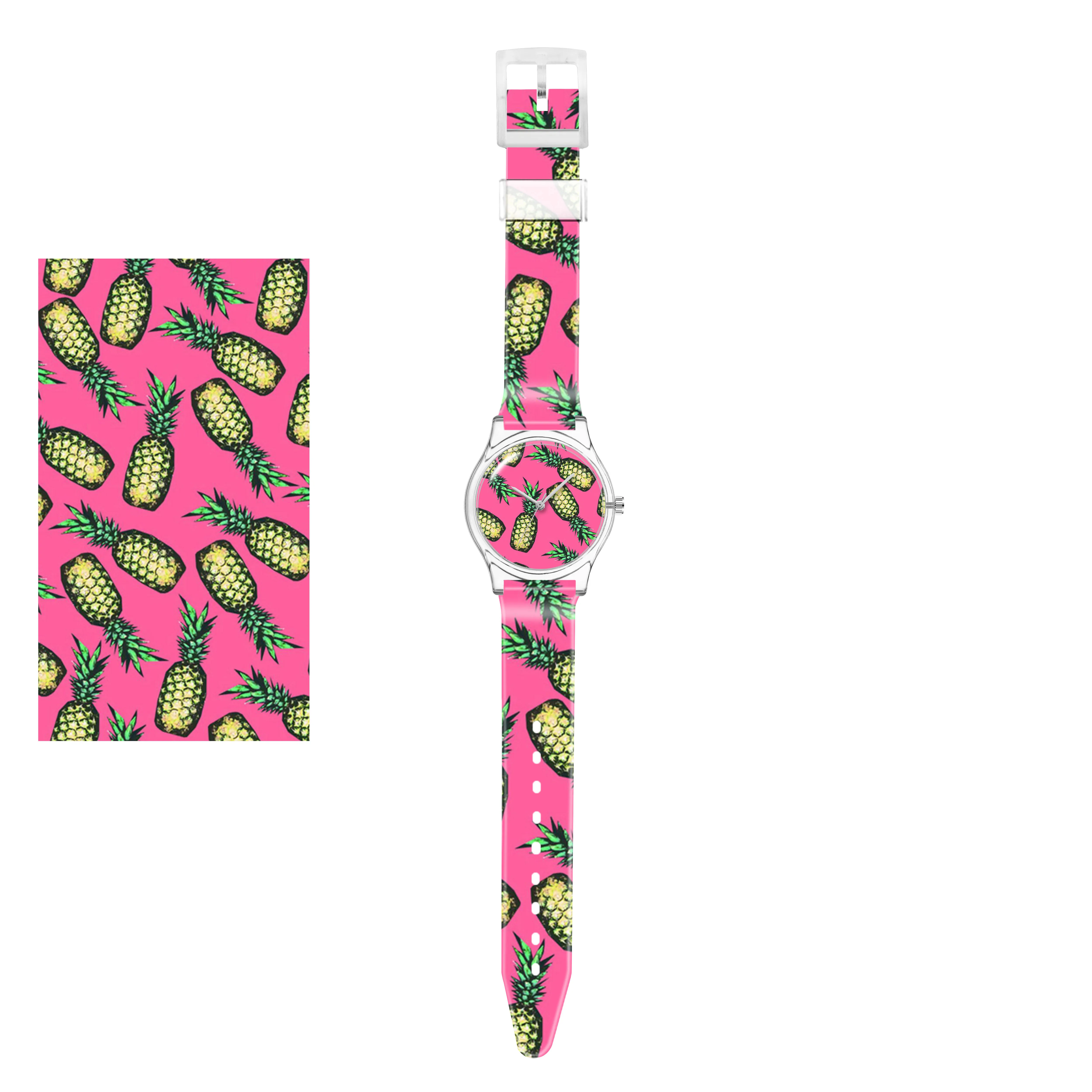 Customised Logo Transparent Watch African Print Montage Plastic Watch Customized Face and Band Graphics Own Print Design Watch