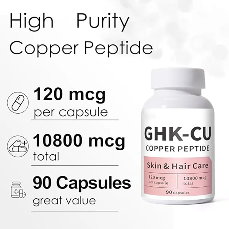 ghk cu peptide in food High-quality GHK-Cu Copper Antioxidant Capsules Adult Skin Hair Support Grade Beauty Skin Elasticity HALAL ISO Goodies Nutrition: Collagen & Size:10mL Treat anemia