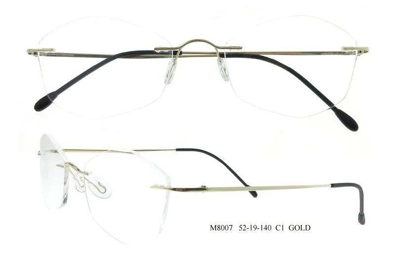 Optical Phantom Trimming Titanium Eyewear Rimless Diamond Cutting None Diopters Optical Eyeglasses for Men and Women