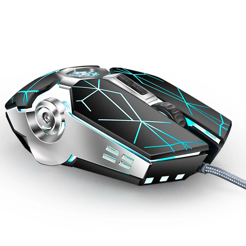 K-Snake Q18 9 Teclas 6400DPI Máquina brilhante Mouse com fio para jogos,  Comprimento do cabo