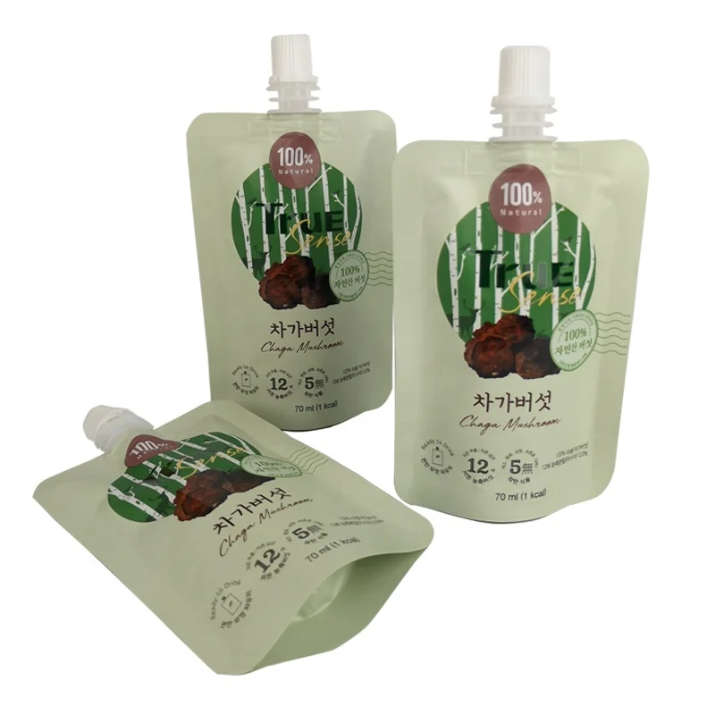 70ml Drink Stand up Middle Spout Liquid Pouch Reusable Doypack for Juice Packaging Bag Attached with the PVC Rail