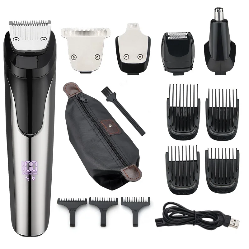 Multifuncional Professional 5 in 1 Grooming Kit LED Waterproof Shave Nose Body Trimmer Hair Clippers