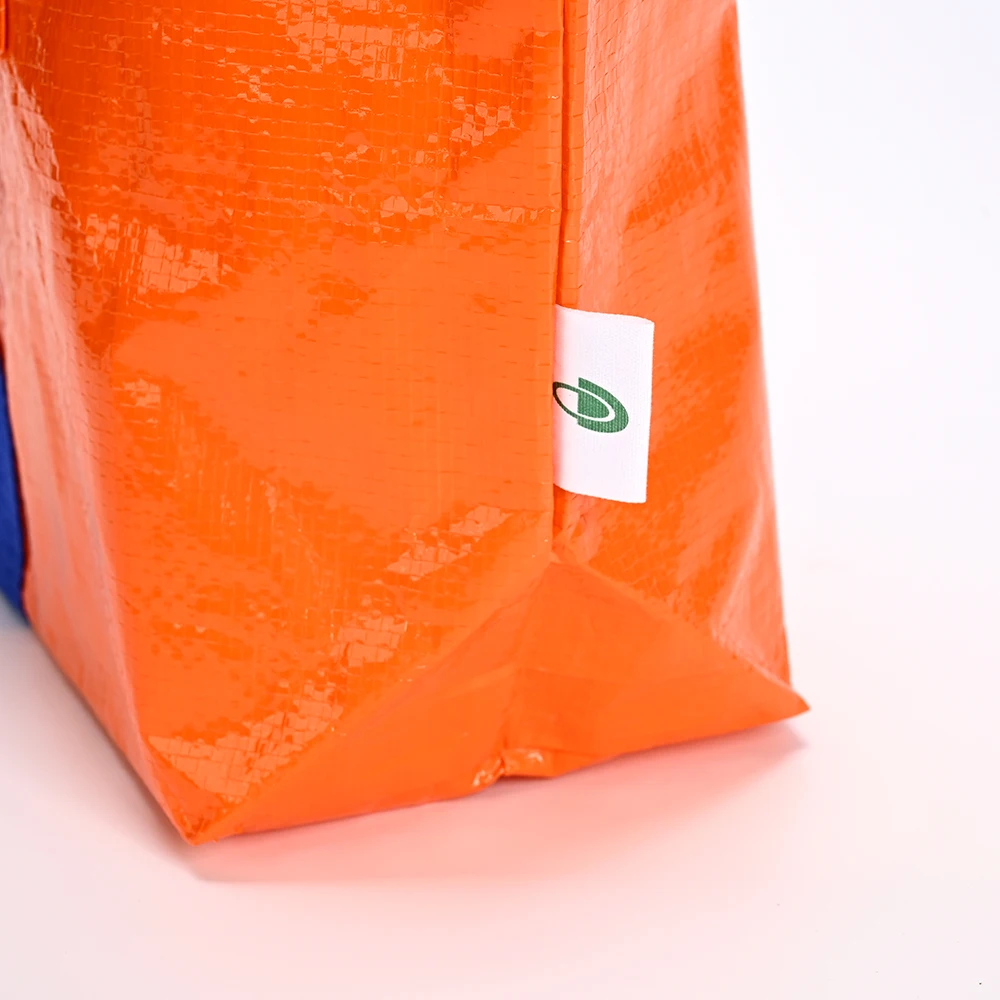 Custom Recycled PP Woven Shopping Tote Bag Eco-Friendly Reusable Grocery Bag with Logo Laminated Waterproof Water Resistant details