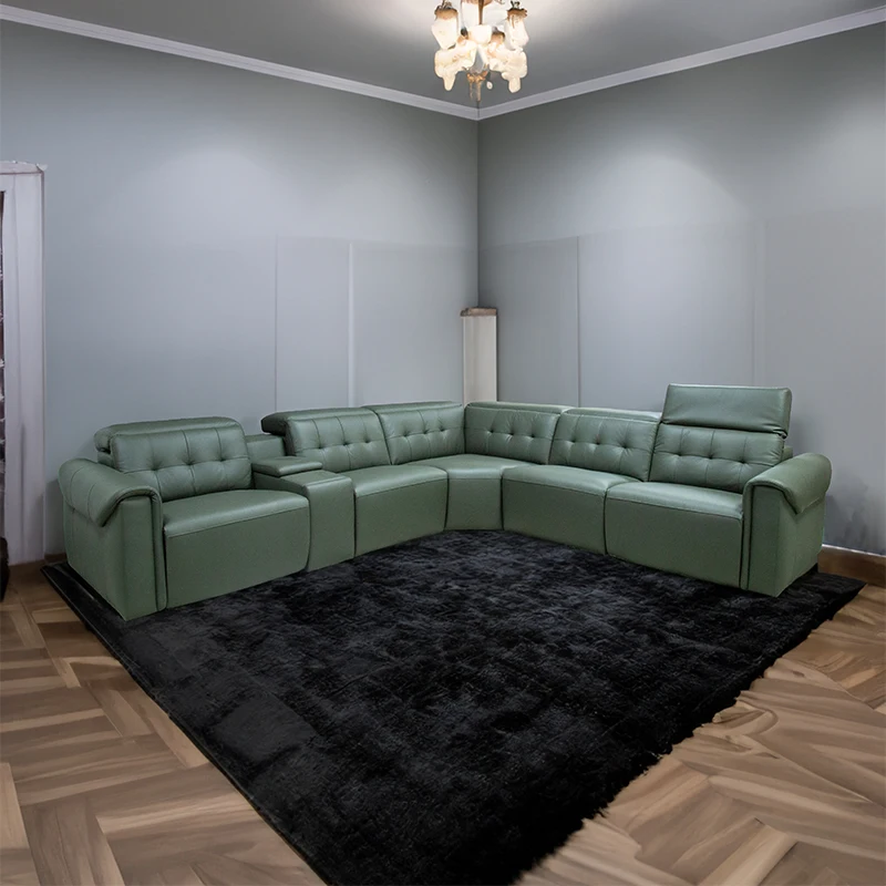 2022 Modern 6 Seater Power Recliner Modular Corner Sectional Leather Sofa Living Room Furniture Reversible L Shape Couch Set