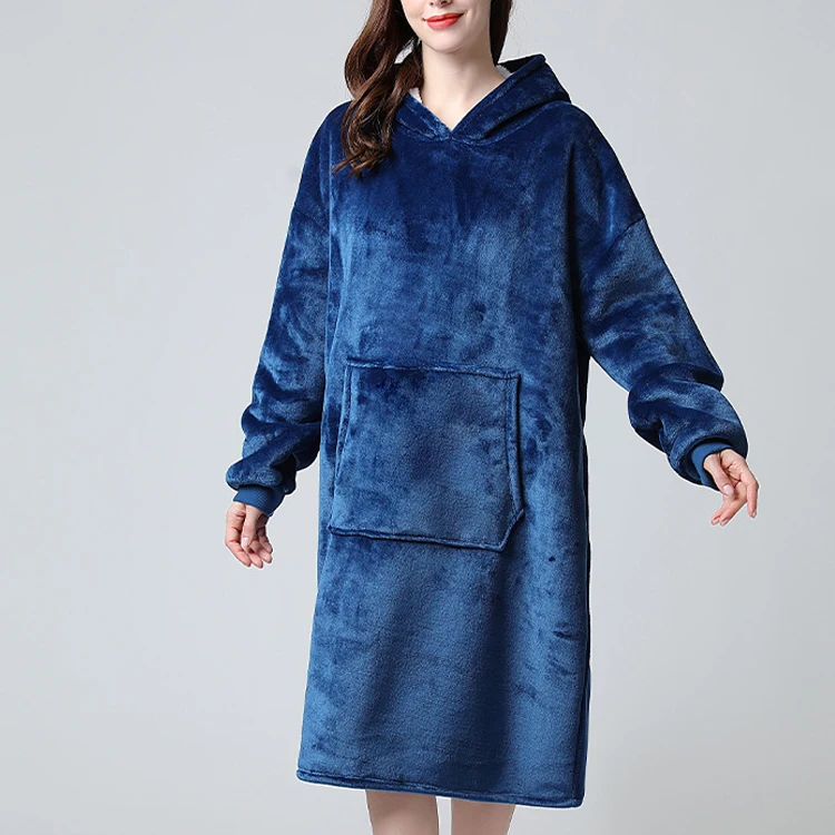 Amazon Supplier Women Hoodie Robe TV Blanket Plus Size Custom Long Men Sleepwear Bath Robe Nightgown