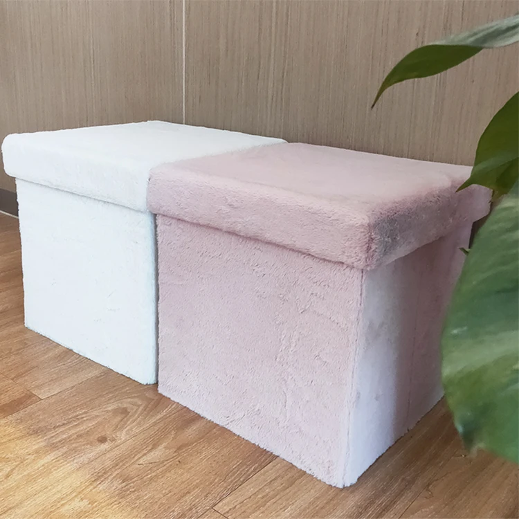 Customized Faux Fur Ottoman Stool Storage Ottoman Small Kids Ottoman with Storage