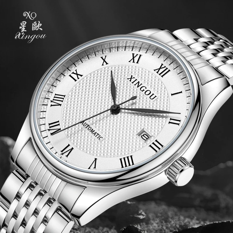 Top Brand XINGOU 8038 Men Analog Watches Dress Business Single Calendar Luminous Hands Automatic Mechanical Watches for Men