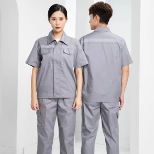 Reflective Safety Work Pants Short Sleeves Engineer Uniforms Workwear for Mechan Workshop Reflective Work Uniforms Overalls