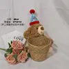 Chapeau d'anniversaire ours 35cm seau tressé moyen