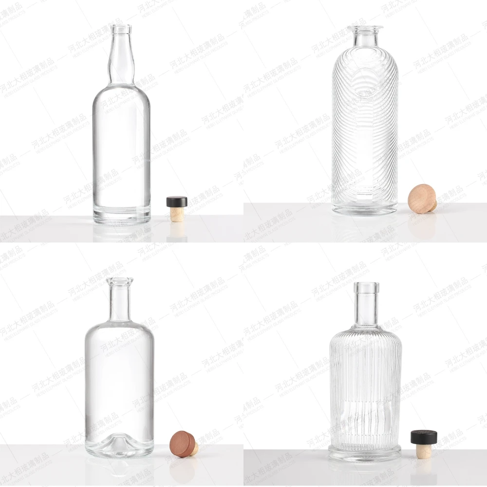 Whiskey Glass Bottles Wholesale Clear Glass Whisky Bottle 750ml 1000ml 1750ml 375ml Rum Vodka