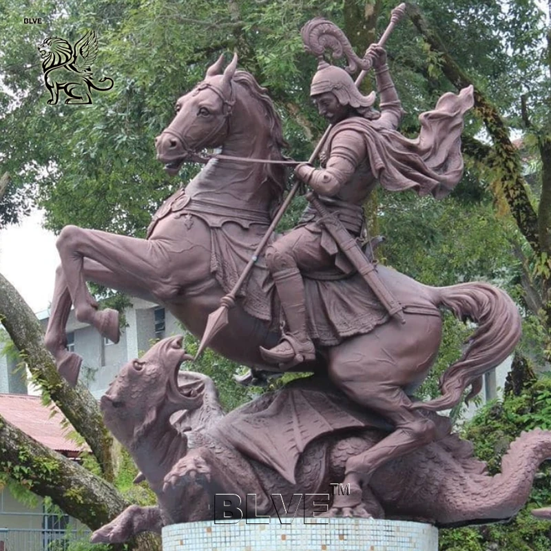 BLVEアウトドアラージメタル宗教的な天使は悪魔を殺すブロンズ彫刻等身