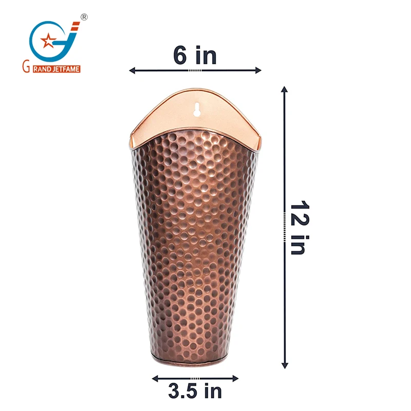 Набор из 2 металлических настенных цветочных горшков с медной поверхностью