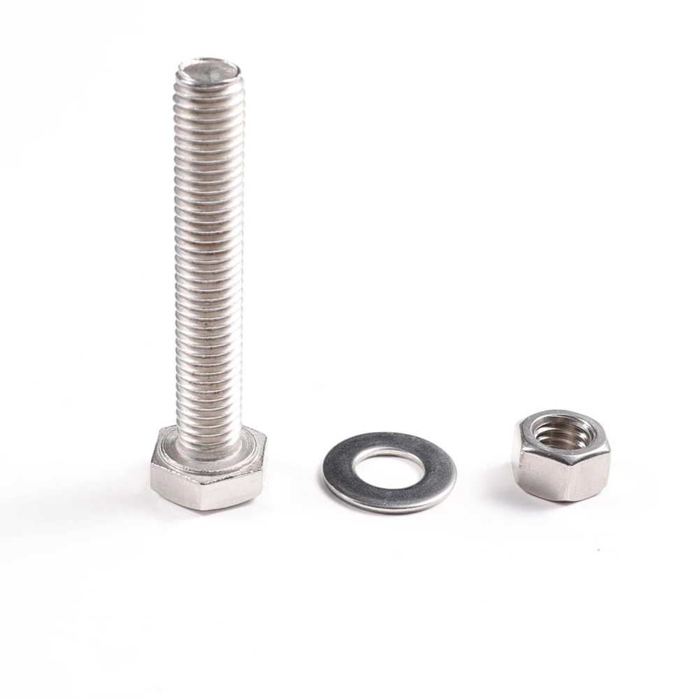 Factory Stock Custom M3 M5 M6 M8 M10 M12 M16 Stainless Steel A2 A4 DIN931 Hex Nut and Bolt Manufacturers With Washer