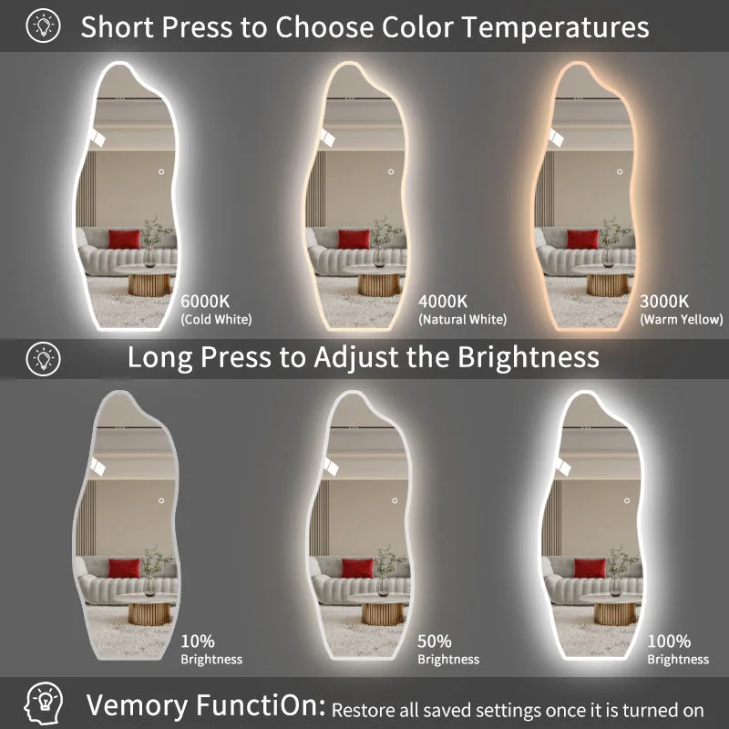 product customized modern anti fog backlight frameless wall mounted smart bathroom led mirror for hotel-4