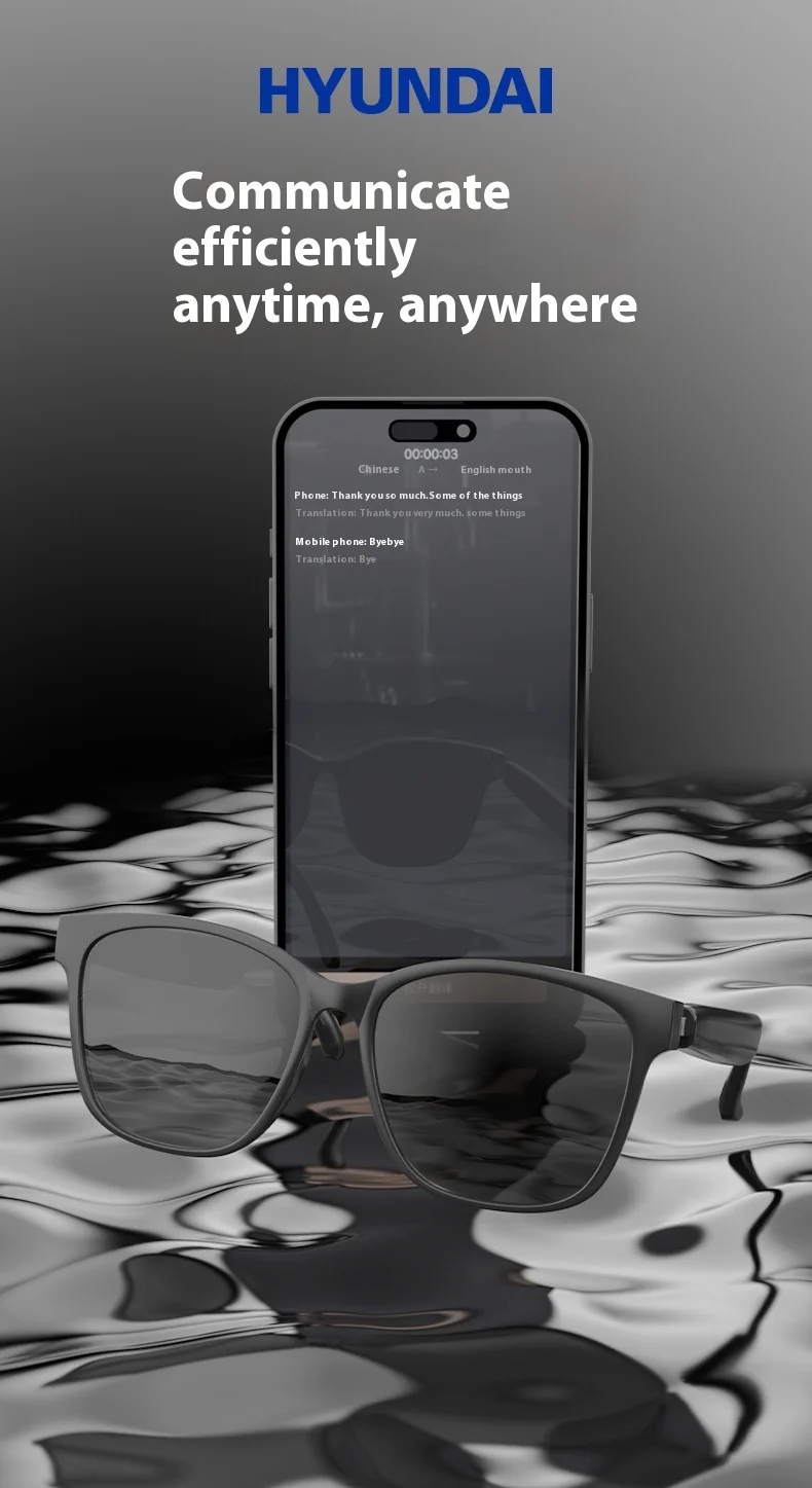 75 Languages Simultaneous Interpretation Real-time Meeting Smart AI Translation Headphones Black Polarized glasses