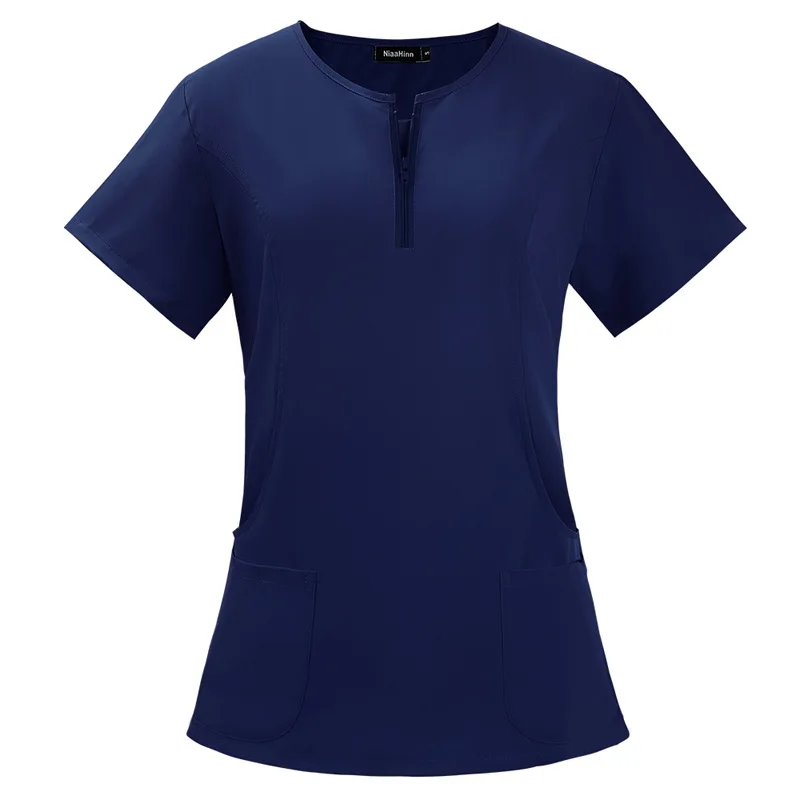 Hot Selling Nurse Scrubs Tops Unisex Quick-Drying Fashion Short-Sleeved Hospital Uniforms Nursing Service Work Clothes Summer