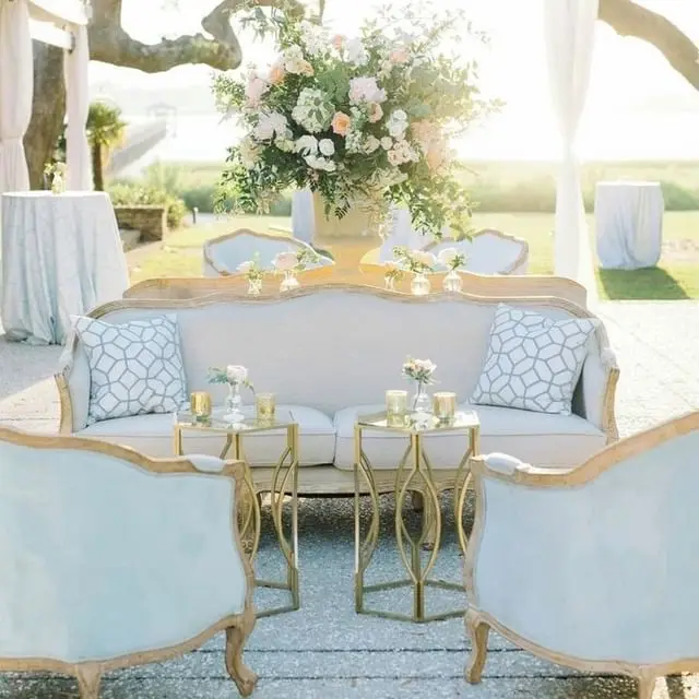 Arabic European Style Rustic Wedding Solid Wood Majlis Sofa Chair Set Furniture Luxury for Bride and Groom Event