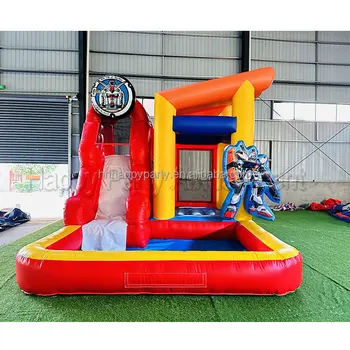 New design robot theme huge inflatable bouncer moon house mini big bounce house  combo with water slide include blower