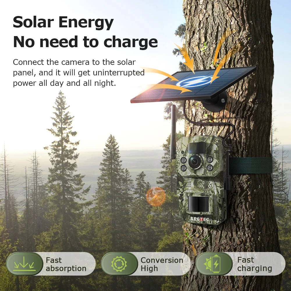 AI 4G Cellular Trail Camera  3MP Mini GPS Hunting Cam 25m Detection Range IP66 Invisible Night Vision Wildlife Solar Camera