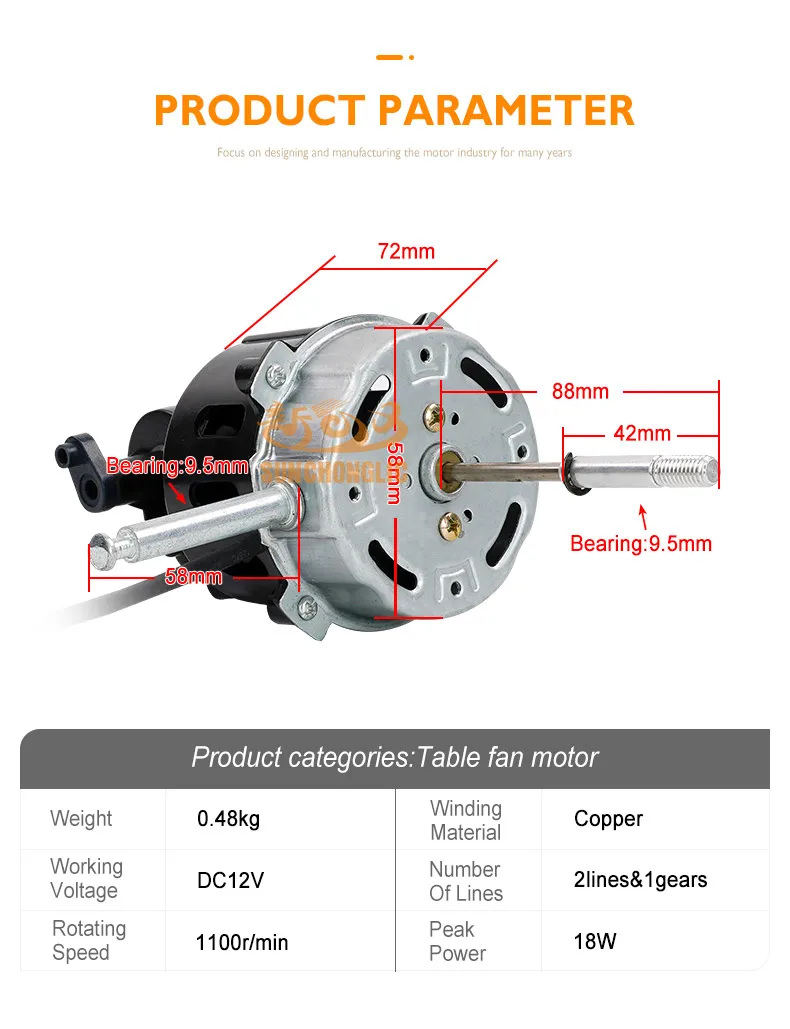 Electric Desk Fan, DC12V, 1100r/min - detail 10
