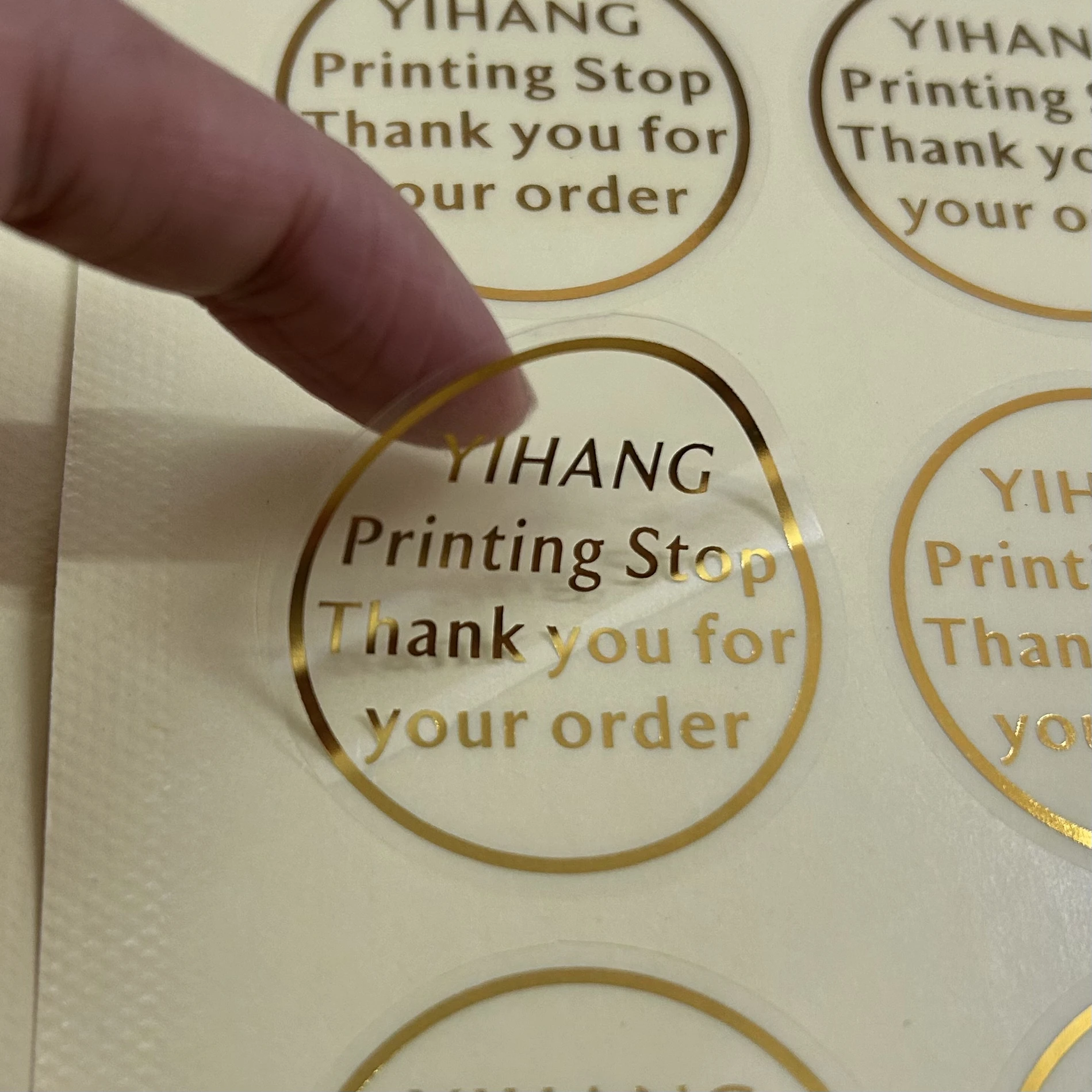 Gold Font 4X4CM Transparent Adhesive Customize Various Shapes Customize Logos Any Text Gold and Silver Color Stickers