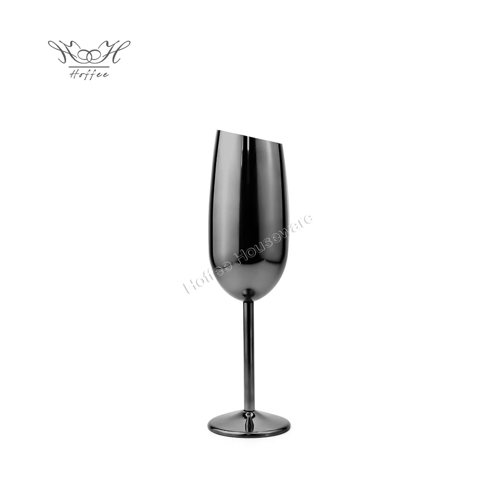 250ml Luxury Champagne Glasses Stainless Steel 304 Wedding Champagne Goblet Wine Glass Silver