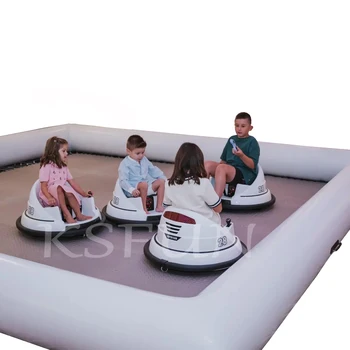 White Inflatable Bumper Car Track Without Bottom Kids Bumper Cars Inflatable Arena Inflatable Go Kart Race Track 16.5x16.5ft