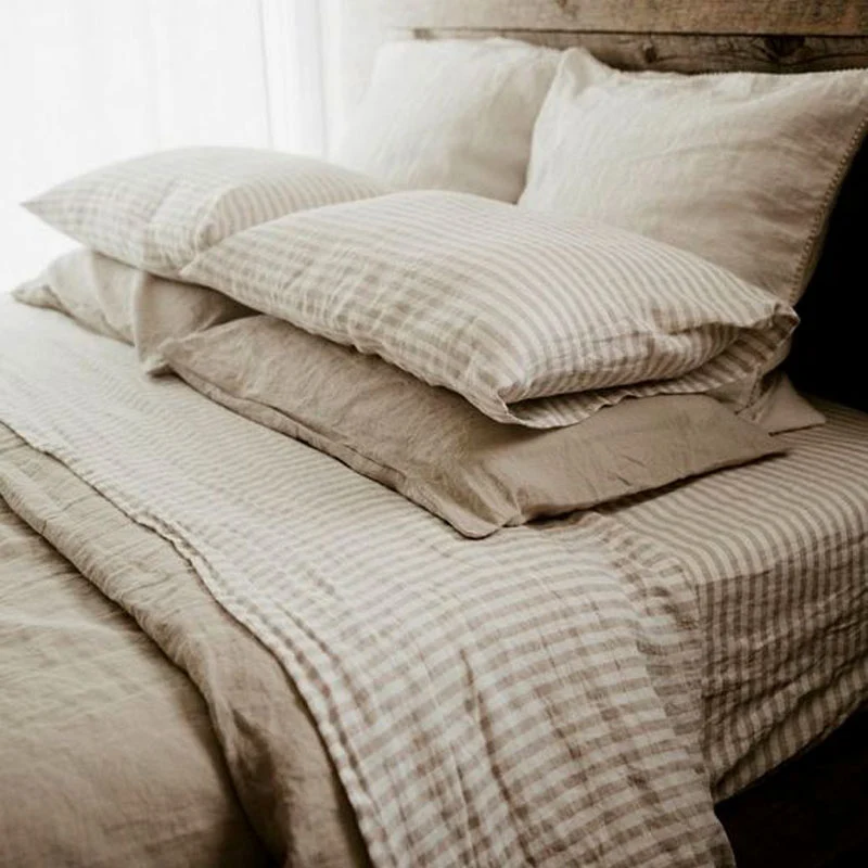 Wholesale Washed Linen Stripe Fabric French Linen Bedding 100 Linen Sheet Bulk Bedding Buy