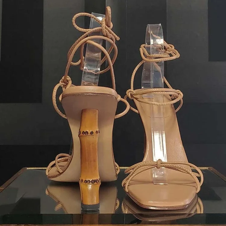 Wholesale Luxurious Brand Customized Design Ankle Strap and Bamboo