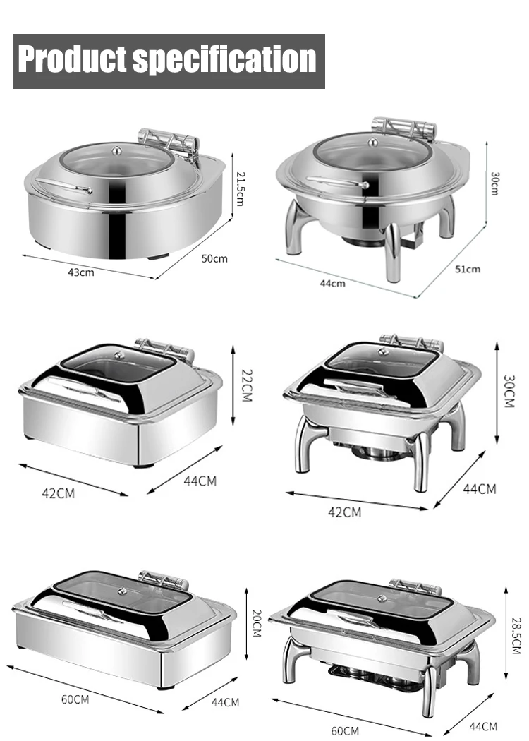 New Design Chafing Dish Buffet Set Luxury Metal Stainless Steel Rose