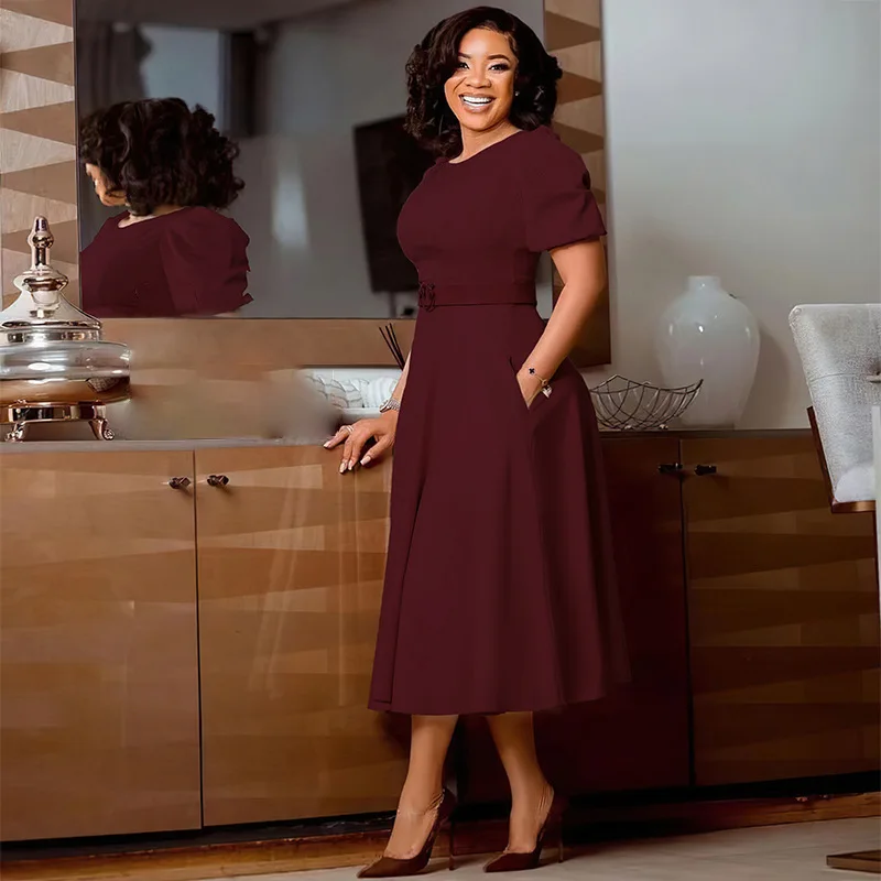 Latest Elegant Modest Church Office Dress Women Puff Sleeve A-Line High  Street Design Casual Dress OEM Wholesale Shop Our Latest Modest Church Office Dress with Puff Sleeve