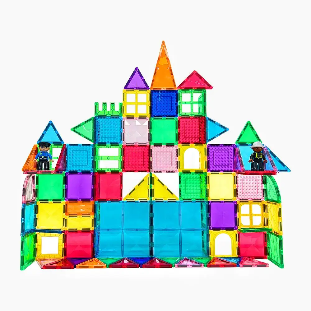 2023 New Style Hot Sale Colorful Plastic 100 pcs Magnetic Blocks Magnetic Building Tiles For Kids