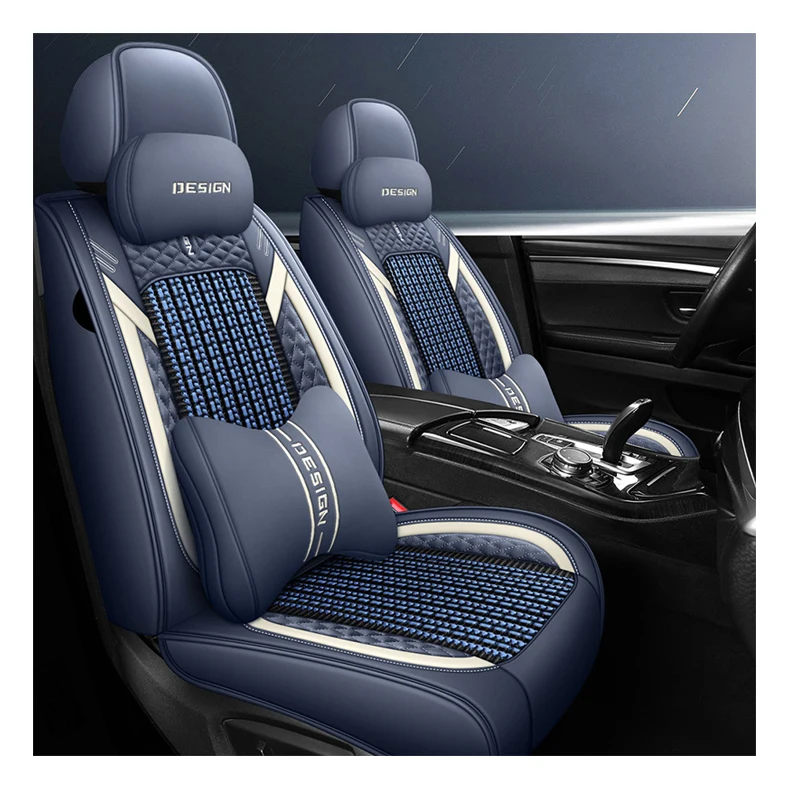 Luxury 5D Four Season Universal Car Seat Cover Breathable Full Set Leather Cushion with Polyester Car Accessories