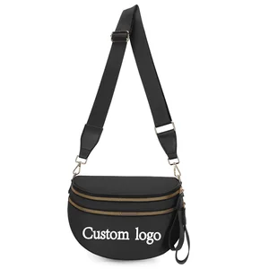 Custom Logo Print Fanny Pack Checkered Nylon Bum Bag Fashion Crossbody Bag Lady Travel Purse Belt Waist Multi-colors Sling Bag