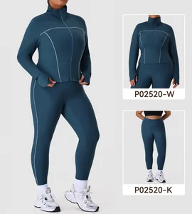 Wholesale 4XL Breathable Long Sleeve Top Gym Wear Workout Fitness Running Plus Size Women Sports Yoga Set For Women