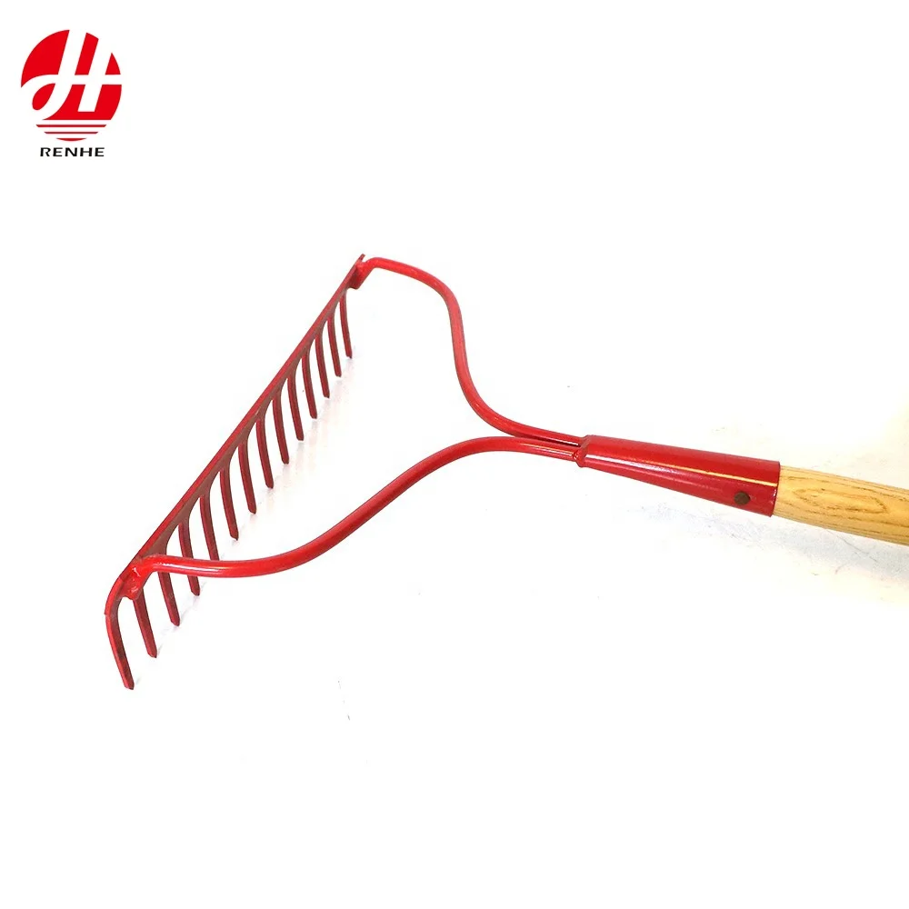 product metal farming 14t bow rake wholesale factory direct product carbon steel with long fiberglass handle customized logo diy wood-2
