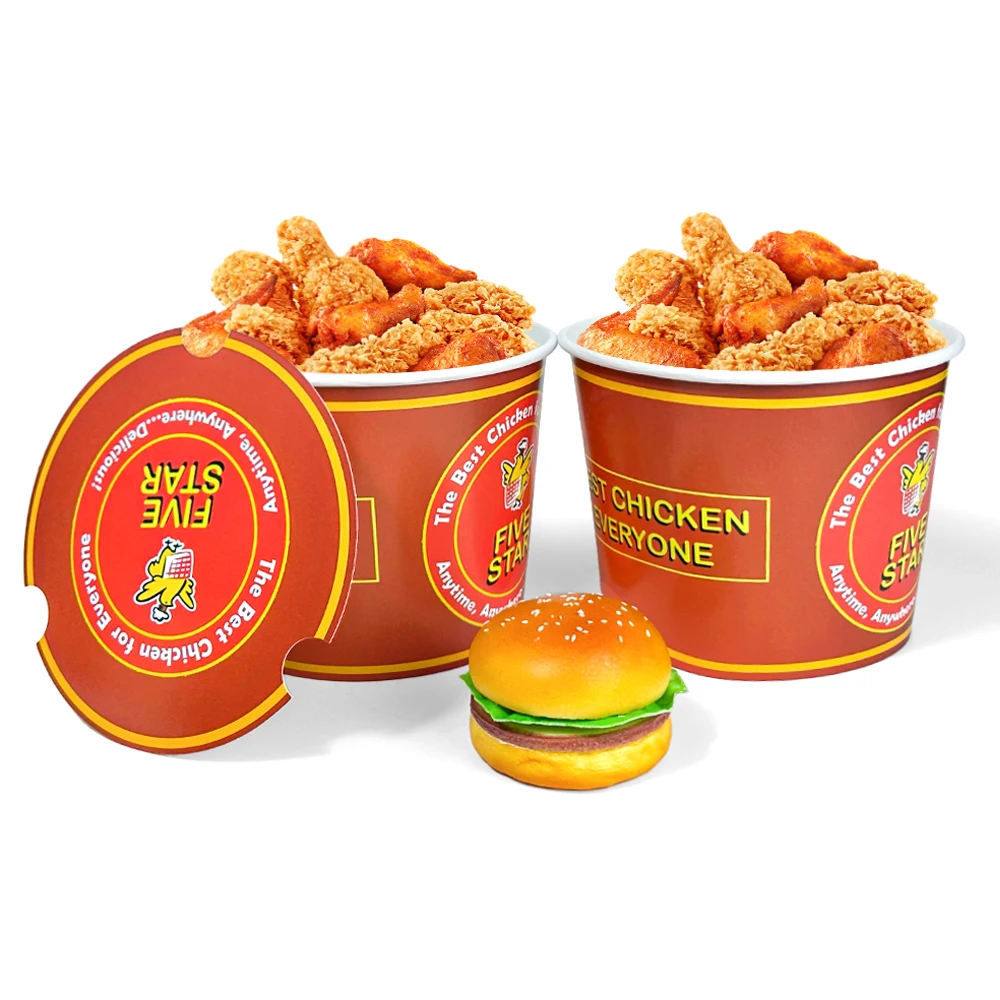 64oz Paper Bucket Custom Printing Fast Food Packing Paper Fried Chicken Bucket