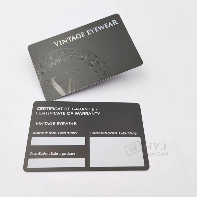 Plastic warranty card design sample