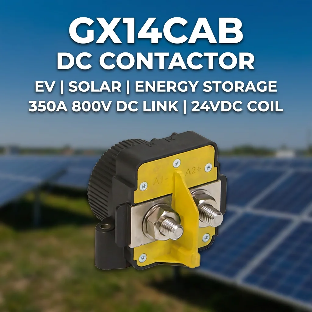 GX14CAB สำหรับเซนซ์ตา-จิกาแวก คอนแทคเตอร์แบบปิดสนิทระดับพรีเมียม 350A, 800V, ขดลวด 24V แบบกระแสตรง (DC) พร้อมขั้วเสริมสำหรับยานยนต์ไฟฟ้า (EV) และระบบกักเก็บพลังงานแสงอาทิตย์ (Solar ESS) ขายส่ง